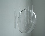 Sculpture sonore Objets de laboratoire, corde à piano, plombs, moteurs Nantes  2004  - Magali Babin